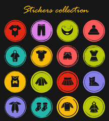 Baby clothes icons set