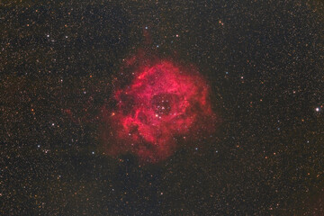 The Rosette Nebula photographed from Mannheim in Germany.