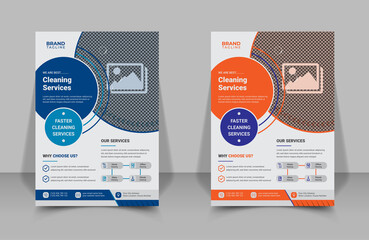 Cleaning service flyer template design set with cleaning service poster layout, banners, poster and leaflets design