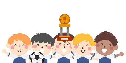 Kids Boys Soccer Team Award Trophy Illustration