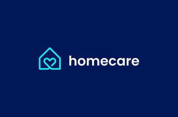 Homecare heart love logo design
