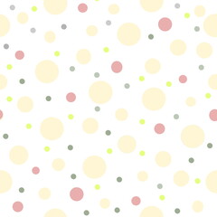 seamless polka dots background, light pink color on white, vector draw spots pattern, pastel colors