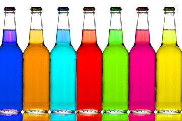 glass bottles on white background