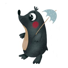 Cute mole with umbrella