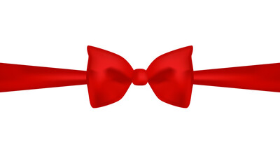 Decorative red bow on isolated white background.