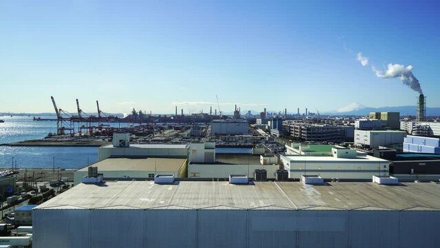 ≪神奈川県・川崎市≫京浜工業地帯の風景 【Industrial area and Mt. Fuji in Japan】