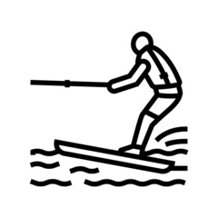 water skiing line icon vector. water skiing sign. isolated contour symbol black illustration