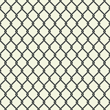Seamless pattern with braid wire fence texture. Chain link fence. Abstract glat endless simple geometric background. Vector illustration.