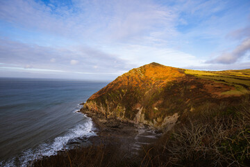 Little Hangmans on the South West coast path. Where Exmoor meets the sea in Devon, UK