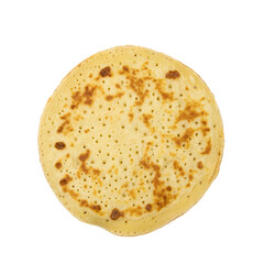 top view of a pancake isolated on a white background