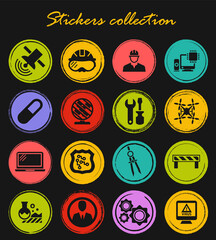 Faculty of mechanics icons set