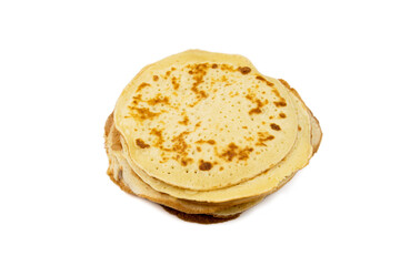 top view of a pile of pancake isolated on a white background