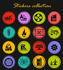 Fuel Power generation icons set