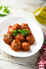 Homemade meatballs with tomato sauce