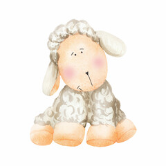 Watercolor illustration of a cute sheep. Great for print, web, textile design, souvenirs. © Irina