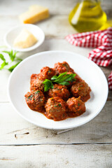 Homemade meatballs with tomato sauce