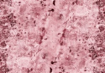 Red painted seamless rough grunge textured old concrete wall surface for background