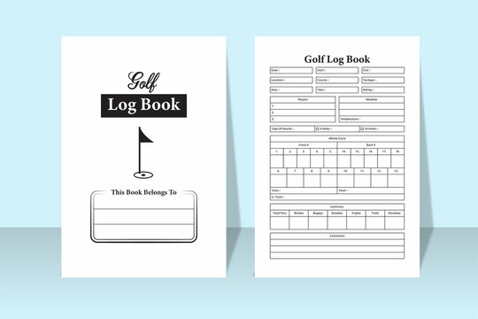 Golf score KDP interior notebook. Golf location and player information logbook template. KDP interior journal. Sports scorebook KDP interior. Golf score and cart information notebook template.