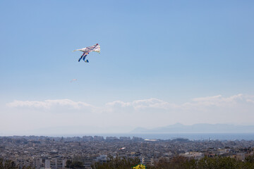 Fototapeta na wymiar Kite flight in Athens on Clear Monday