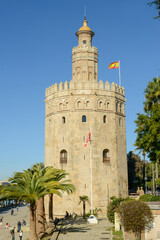 Fototapeta na wymiar Oro tower at Seville on Andalusia in Spain