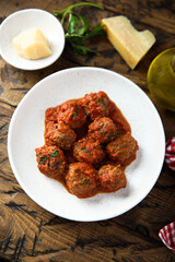 Homemade meatballs with tomato sauce