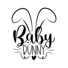 Baby Bunny - cute bunny ears typography design for Easter.