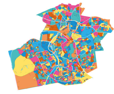 Bracknell, England colorful high resolution art map
