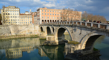 bridge over the river Tiber in Rome
