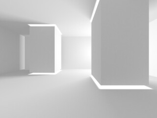 Illuminated corridor interior design. Empty Room Interior Background