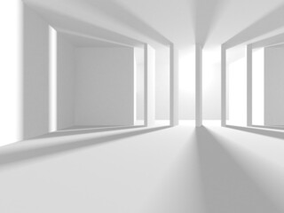 Illuminated corridor interior design. Empty Room Interior Background