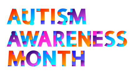 Autism Awareness Month vector concept. Text with puzzle texture on a white background. World Autism Awareness Day. 