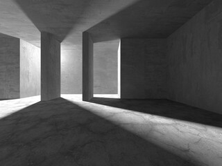 Dark Concrete Wall Architecture. Empty Room