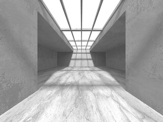 Dark Concrete Wall Architecture. Empty Room