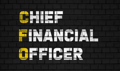 Chief financial officer (CFO) concept,business abbreviations on black wall 