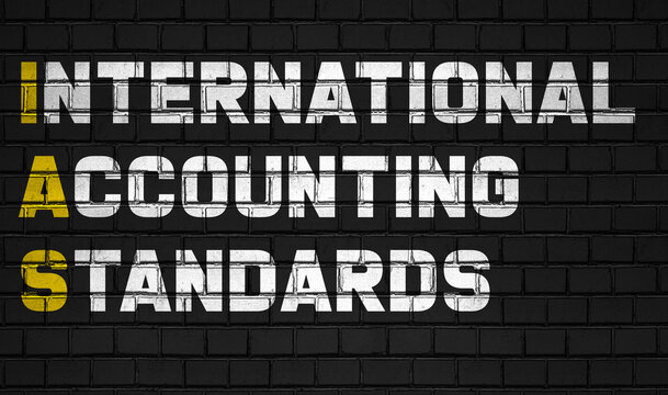international accounting standards (IAS) concept,business abbreviations on black wall 
