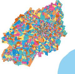 Ashford, England colorful high resolution art map