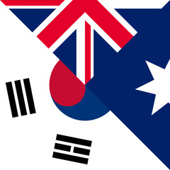 harmony icon of south korea and australia flags. vector illustration	