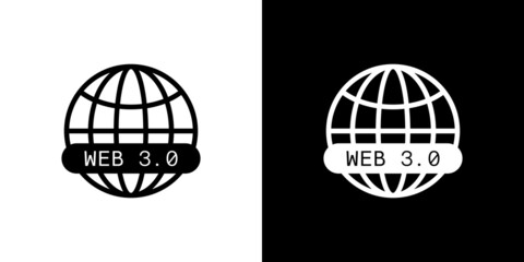 Web 3.0 Symbol. Web 3 Icon Isolated on Dark and Light Backgrounds