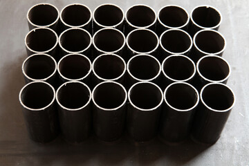 New stainless steel pipes inside the factory.