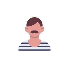 Mustachioed man avatar flat icon