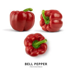 Sweet red pepper isolated on white background
