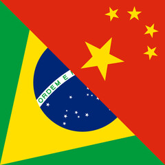 harmony icon of brazil and china flags. vector illustration	