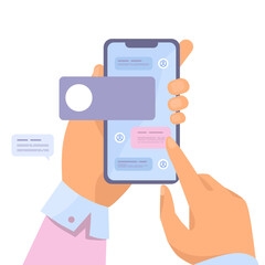 hand holding phone with icon