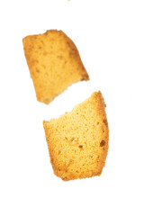 crispy cake rusk or dry cake isolated on white background,