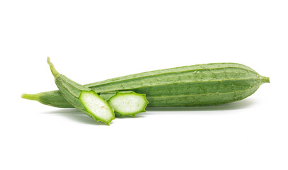 Fresh Ridge gourd or Angled loofah slice over on white background