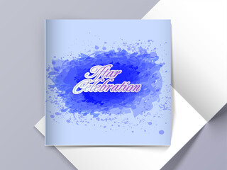Iftar Celebration Greeting OR invitation Card With Splash Effect In Blue Color.