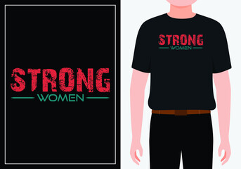 strong women Power vector lettering for t shirt. Hand drawn Feminism slogan. Woman motivational slogan. Vector calligraphic illustration of feminist movement. Modern design for t shirt  Vector