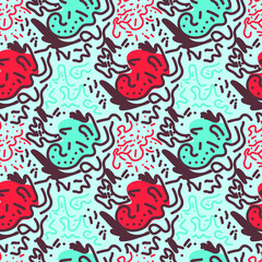 Seamless abstract unique artwork with hand drawn pattern