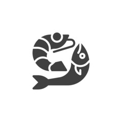 Fish and shrimp vector icon