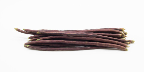 red color fresh yardlong bean over on white background.